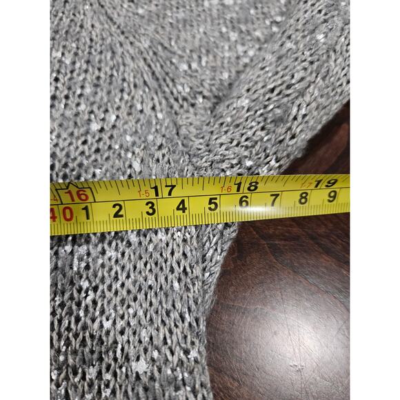 EILEEN FISHER Sweater M Linen Blend Open Knit 3/4 Sleeve Pullover Gray Silver - Picture 4 of 6